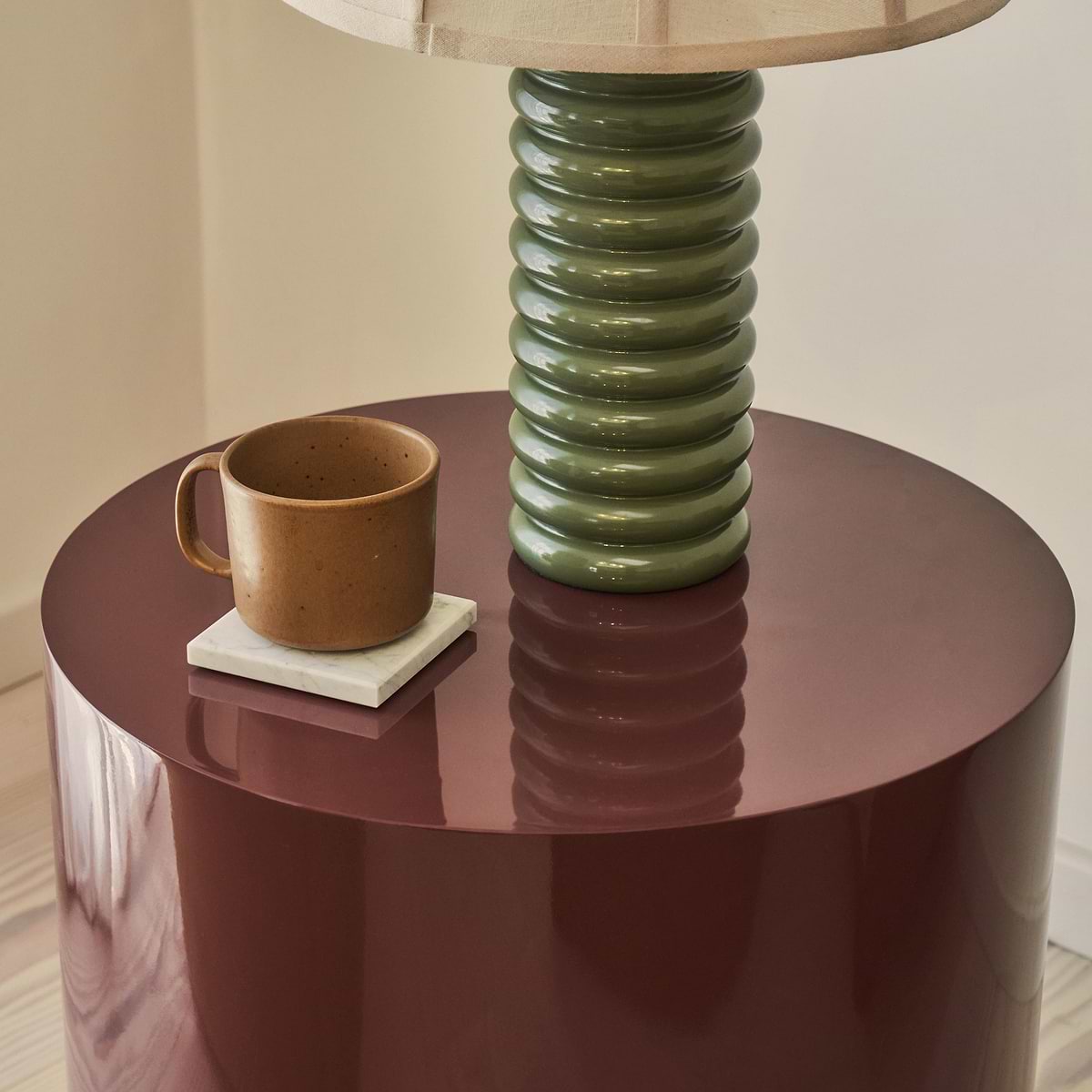 Rivington - High Gloss Burgundy Round Side Table