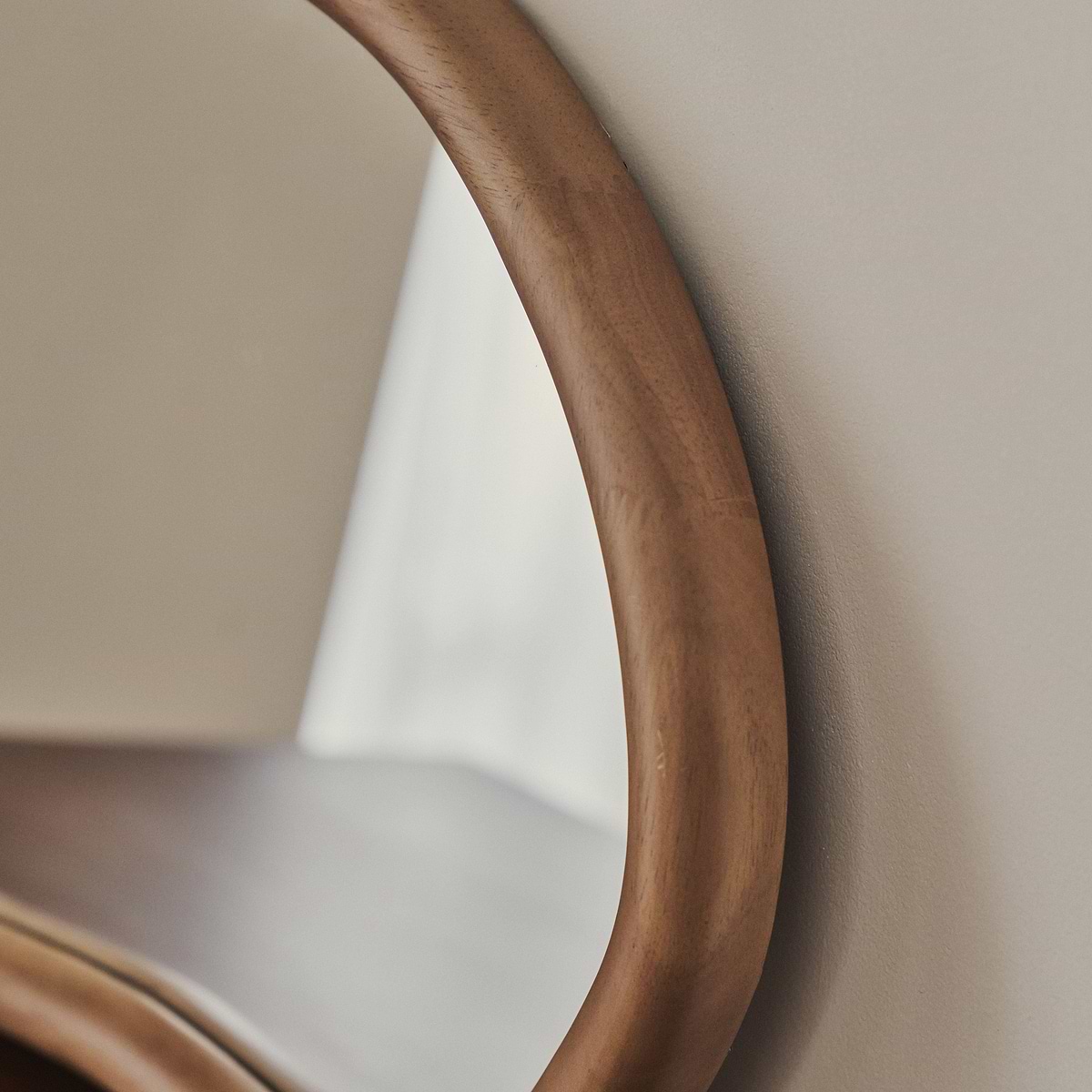 Amora - Large Warm Wood Round Wall Mirror 100cm x 100cm