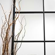 Detail shot Full length XL black industrial metal window mirror