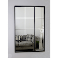 An overall view of this mirror mounted to a wall.