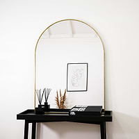 Gold Arched Metal Overmantle Mirror console