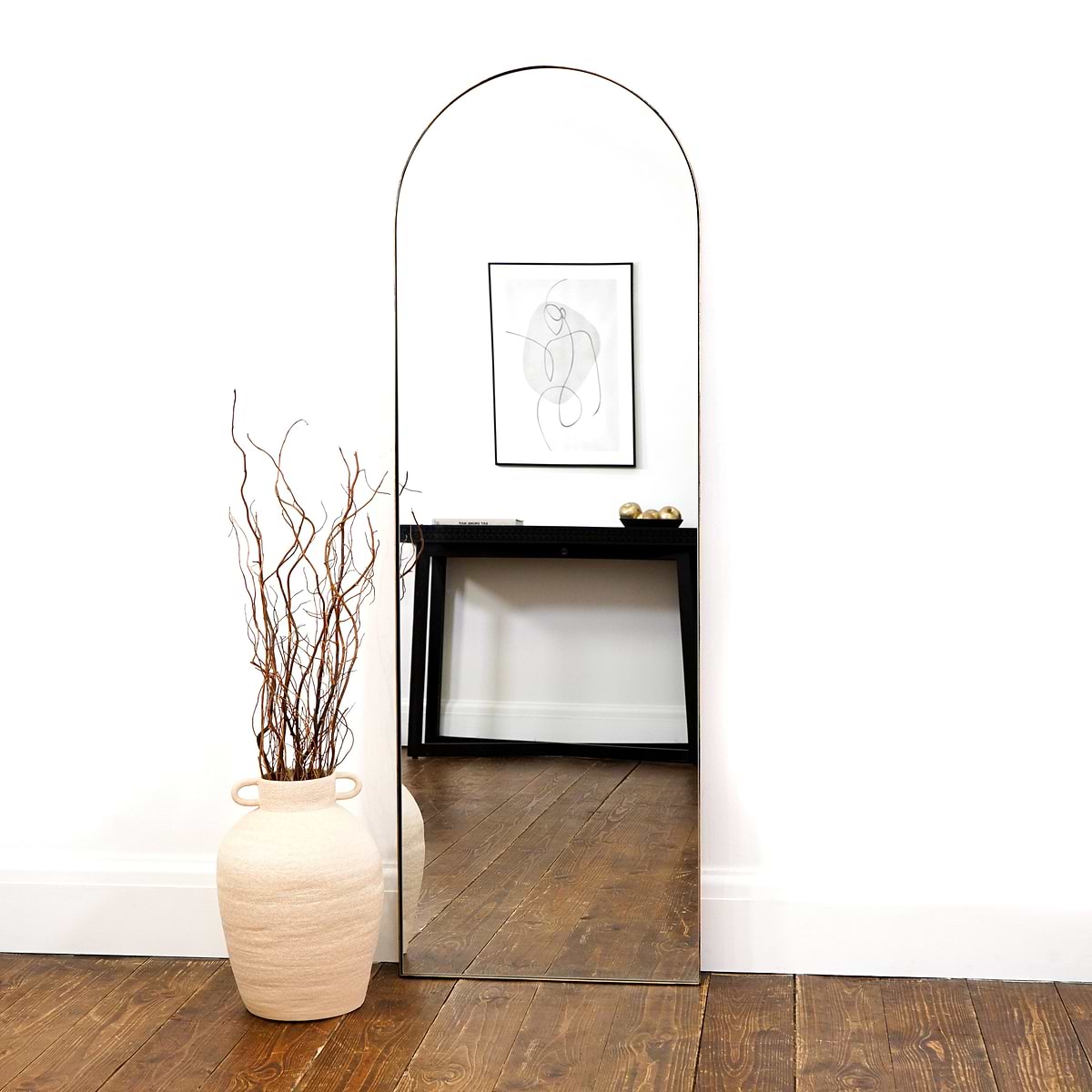 Theo - Full Length Gold Arched Large Metal Mirror 160cm x 50cm