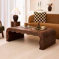 Serafina - Dark Burl Wavy Arched Premium Coffee Table