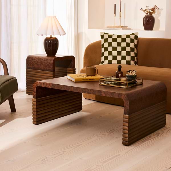 Eliana - Dark Burl Curved Dark Wood Premium Coffee Table