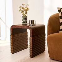 Eliana - Dark Burl Curved Dark Wood Premium Side Table