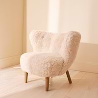 Chester - Fur Accent Chair Cream & Warm Wood