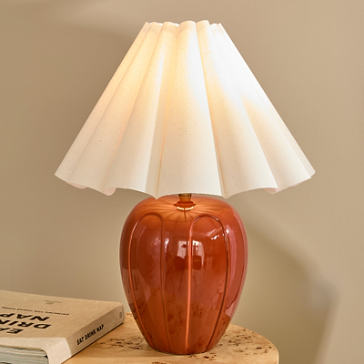 Orla - Terracotta Gloss Ceramic Scallop Shade Table Lamp