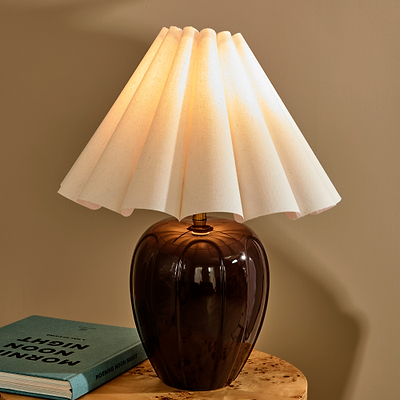 Orla - Chocolate Gloss Ceramic Scallop Shade Table Lamp