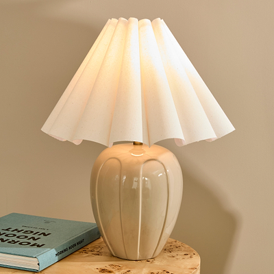 Orla - Beige Gloss Ceramic Scallop Shade Table Lamp