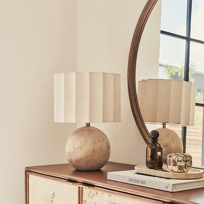 Caia - Travertine Scallop Shade Table Lamp