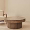Sloane - Dark Emperador Marble Round Warm Wood Premium Coffee Table