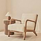 Hudson - Boucle Accent Chair Ivory & Warm Wood