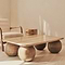 Melrose - Beige Travertine Rectangular Warm Wood Premium Coffee Table