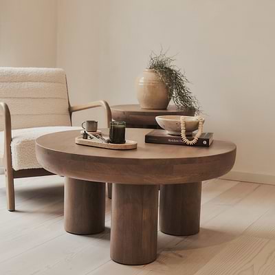 Vermont - Warm Wood Premium Round Coffee Table