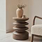 Orinthia - Beige Travertine Round Warm Wood Premium Side Table