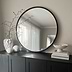 Higgins - Black Metal Modern Round Wall Mirror 80cm x 80cm