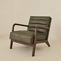 Hudson - Leather Accent Chair Olive & Dark Wood