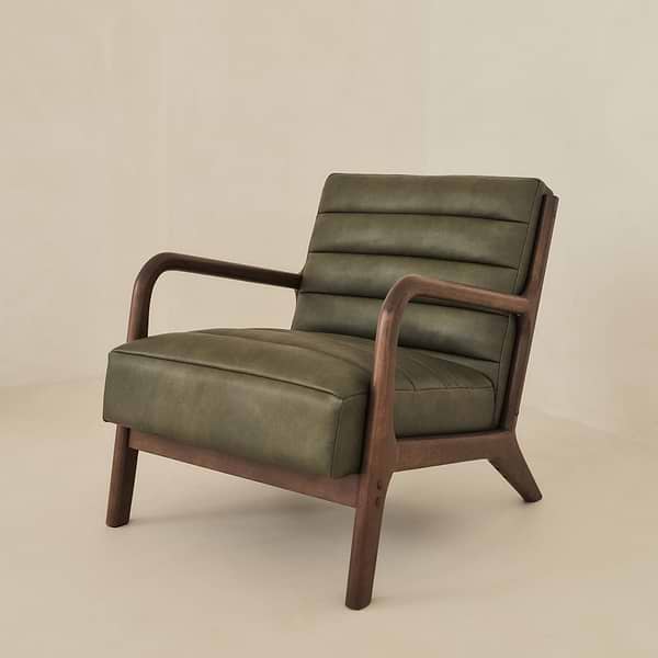 Hudson - Leather Accent Chair Olive & Dark Wood