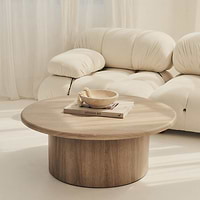 Madison - Large Washed Wood Round Wooden Coffee Table