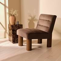 Rowan - Velvet Accent Chair Brown & Dark Wood