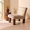 Rowan - Velvet Accent Chair Beige & Dark Wood
