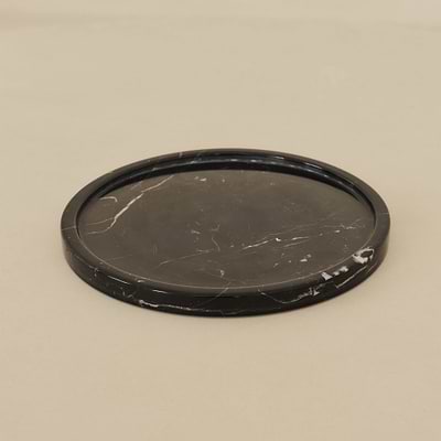 Travara - Black Marble Round Decorative Tray