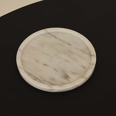 Travara - White Marble Round Decorative Tray