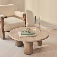 Alina - Washed Wood Round Large Wooden Coffee Table