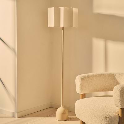 Esme - Beige Gloss Inverted Scallop Shade Floor Lamp