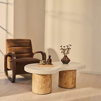 Aegean - Natural Burl Wood & Concrete Irregular Coffee Table 2 Legs