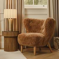 Chester - Fur Accent Chair Brown & Warm Wood