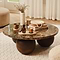 Melrose - Dark Emperador Marble Round Dark Wood Premium Coffee Table