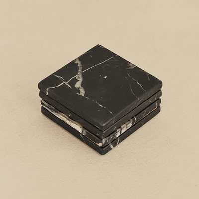 Marbelle - Black Marble Coasters Set of 4 Square