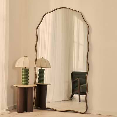 Sabrina - Antique Bronze Full Length Wavy Arched Metal Mirror 180cm x 100cm