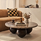 Melrose - Dark Emperador Marble Round Dark Wood Premium Coffee Table