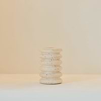 Varella - Cream Travertine Ribbed Decorative Vase 15cm