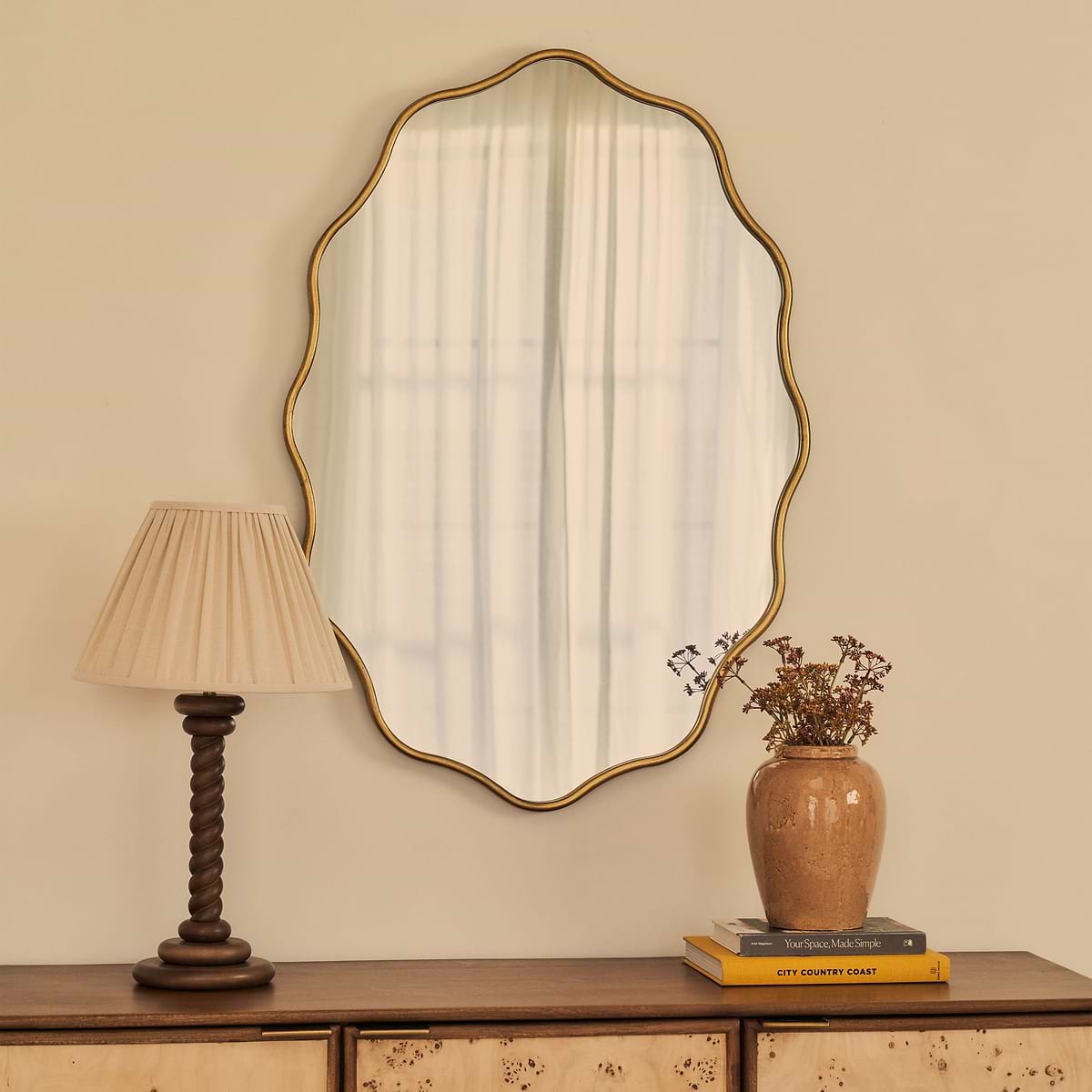 Miroir LYNA Ovale Doré · 100×70 cm