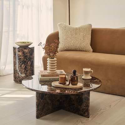 Ravello - Dark Emperador Round Premium Solid Marble Coffee Table