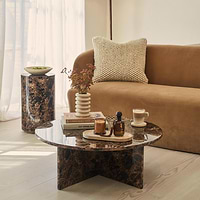 Ravello - Dark Emperador Round Premium Solid Marble Coffee Table