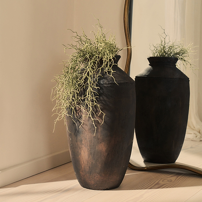 Toledo - Large Antique Brown Textured Terracotta Vase