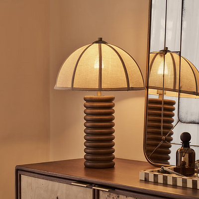 Odette - Dark Wood Dome Shade Table Lamp