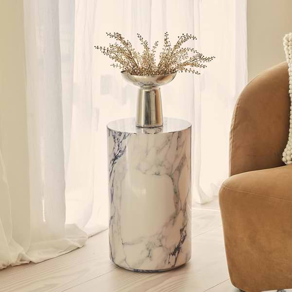 Atella - Arabescato Round Premium Solid Marble Side Table