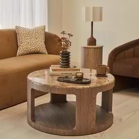Milford - Light Emperador Round Washed Wood Coffee Table