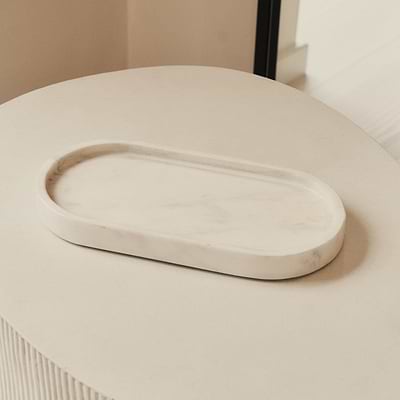 Travara - White Marble Oval Decorative Tray