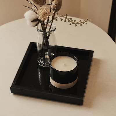 Travara - Black Marble Square Decorative Tray