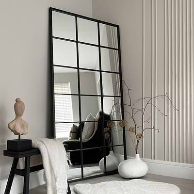 Brooklyn - Full Length Large Black Metal Mirror 180cm x 90cm
