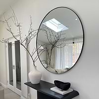 Theo - Black Round Metal Extra Large Wall Mirror 120cm x 120cm