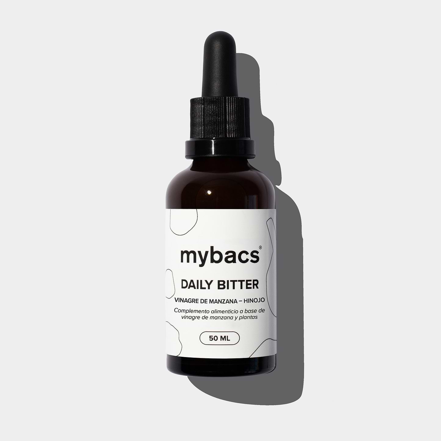Gotas amargas de origen natural Daily Bitter de mybacs para controlar el hambre y eliminar los antojos de dulce.