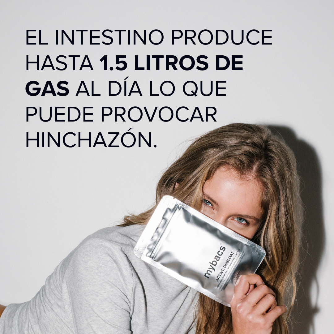 La hinchazón es provocada por los 1,5 litros que produce el intestino. Active Debloat ayuda a reducirla.