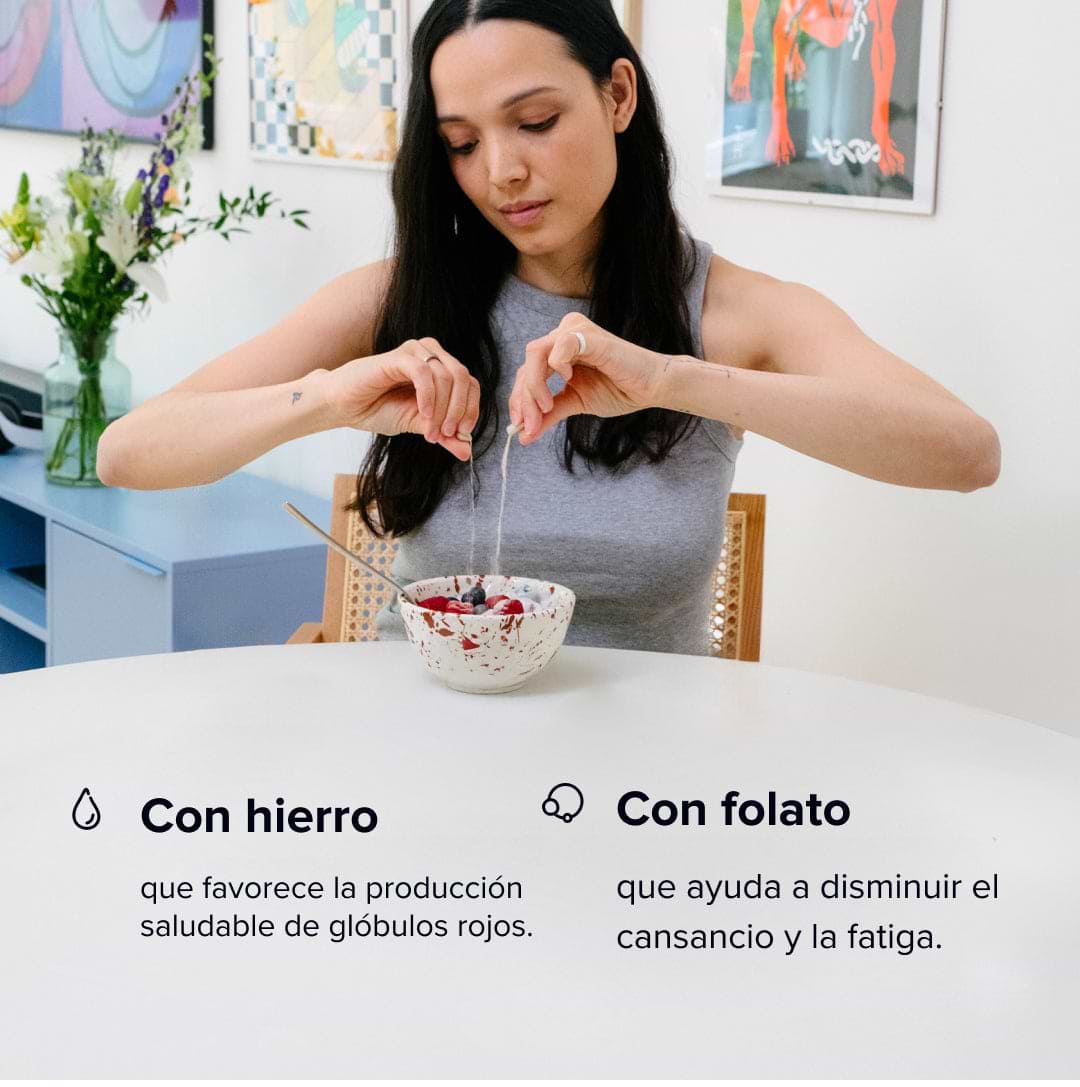 Dailybacs® Mujeres. Con Hierro y Folato. El hierro contribuye a la reducción del cansancio y la fatiga.